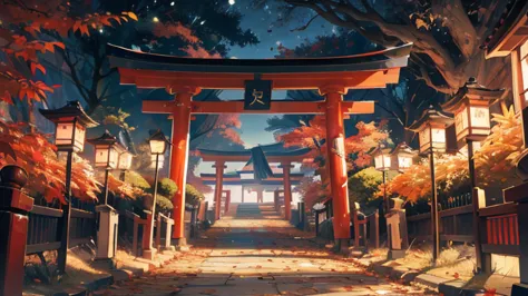 thousand torii gates,autumn,evening,nostalgic