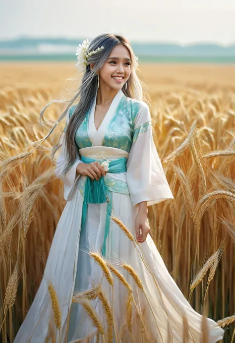 jessica alba, masterpiece, best quality, ultra highres, detailed illustration, portrait, detailed, 1girl standing in wheat field...