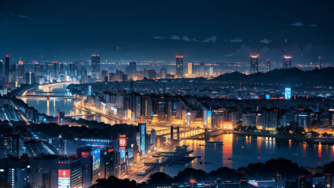 Vista nocturna de Tokio desde un apartamento de gran altura、