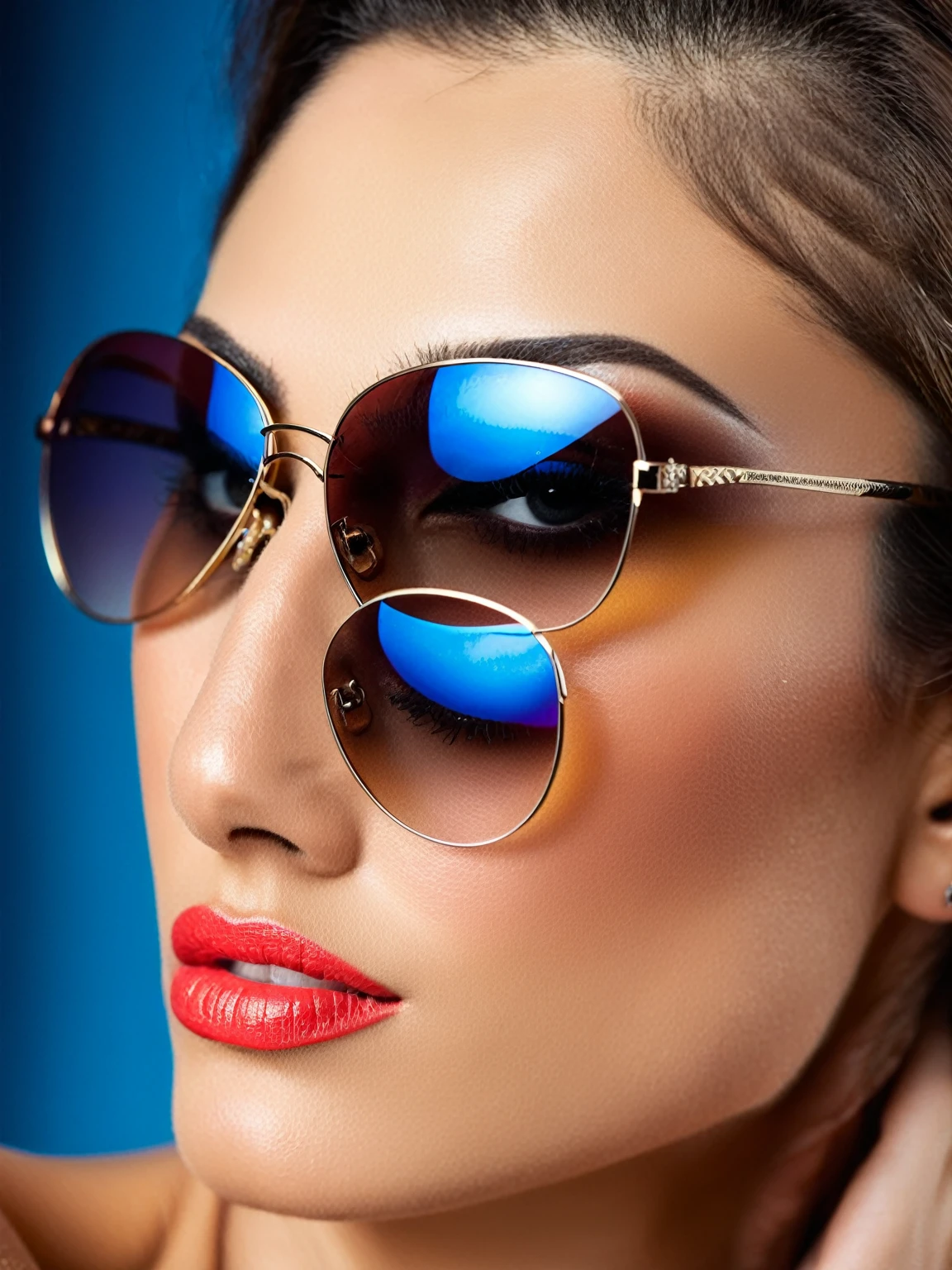 Lebanon women wearing sun glasses, detailed portrait, sharp focus, high resolution, photorealistic, beautiful detailed eyes, beautiful detailed lips, extremely detailed face, longeyelashes, fresh and agile look, stylish outfit, dynamic pose, studio lighting, vivid colors, professional photography