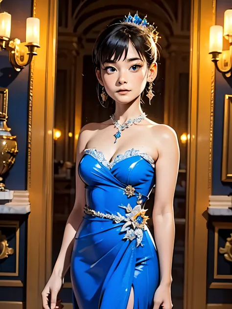 ((masterpiece)), (Highest quality), Official Art, unity 8k wallpaper, Very detailed, One Girl, alone, Royal Blue, Evening Dresse...