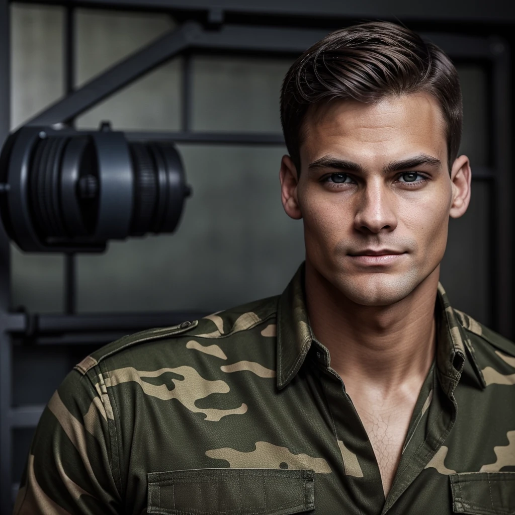 Jack avait les cheveux bruns , Dans un haut militaire, une coupe de cheveux, visage ciselé aux yeux marrons, et le corps, qui dans ses proportions était presque un super-héros. Il portait une chemise de camouflage, qui était adjacent à sa silhouette sexy, Comme un film plastique, Blue Jeans, et des bottes de combat usées, noir, Comme la nuit. Il pourrait facilement déchirer une telle personne, comme moi, en deux, C&#39;est une grande partie de cela, pourquoi je l&#39;ai trouvé si attrayant. Il était grand et dangereux.