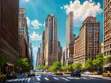 New York, Park Avenue, city, clear skies, Fujifilm, high details, high quality, highres, super detail