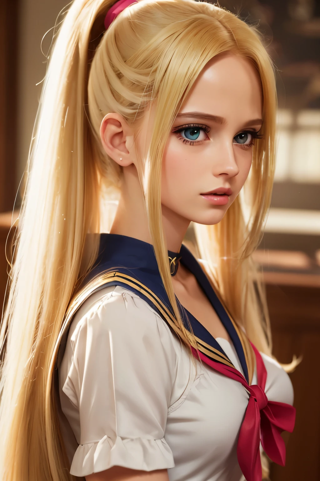 ((Masterpiece)), (Best Quality), (Ultra Detailed), ((Very Detailed)), 4K, (8K), Sailor Moon, Long Blonde Hair, Double Ponytail, Sailor Moon Aesthetics, Dream Core,