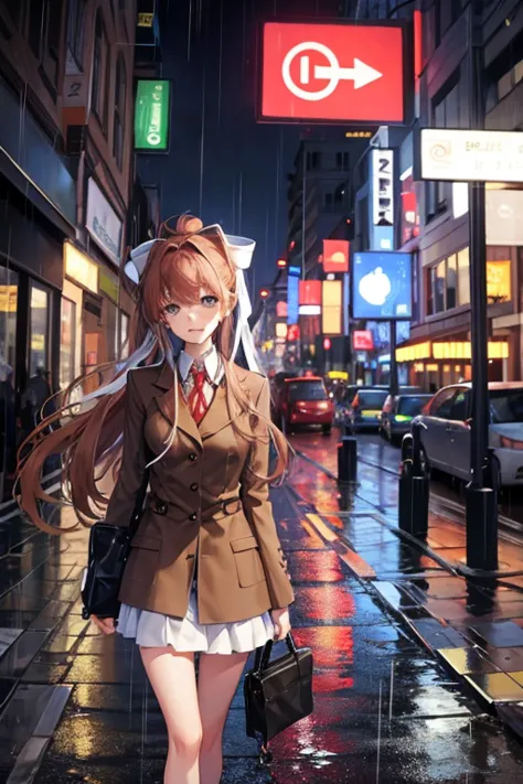 monika in the rain in the city