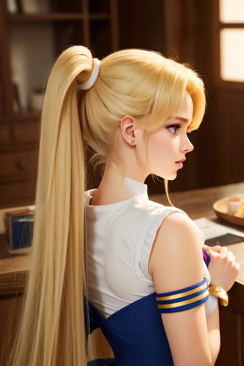 ((Masterpiece)), (Best Quality), (Ultra Detailed), ((Very Detailed)), 4K, (8K), Sailor Moon, Long Blonde Hair, Double Ponytail, Sailor Moon Aesthetics, Dream Core,