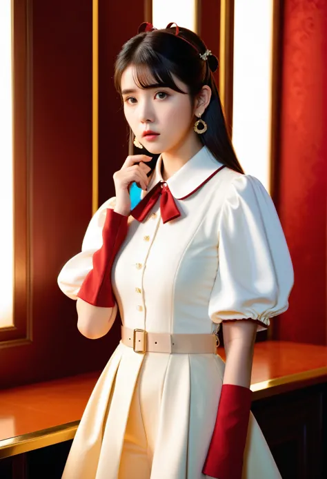 IU1, Serious look, Model shooting style, (Extremely detailed CG unity 8k wallpaper), Full-length photos of the world&#39;s most ...