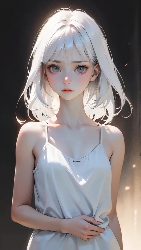Low Leg、Low rise、Fearful expression、(((Realistic images)))、Translucent white skin、White camisole、((The girl&#39;s upper body is ...