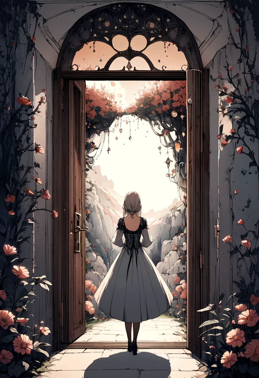 Door leading to another world,Girl