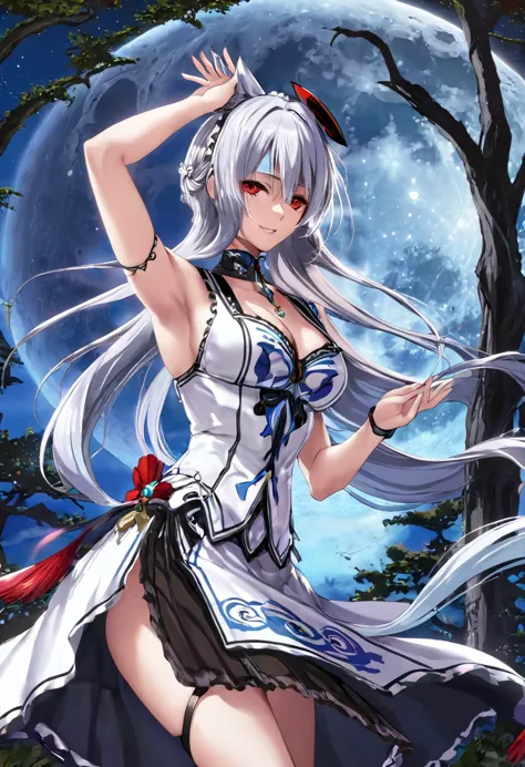 a woman with elements of sanguah from wuntherin wave and esdeath from akgame ga kill, with an outfit that mixes persian elements...