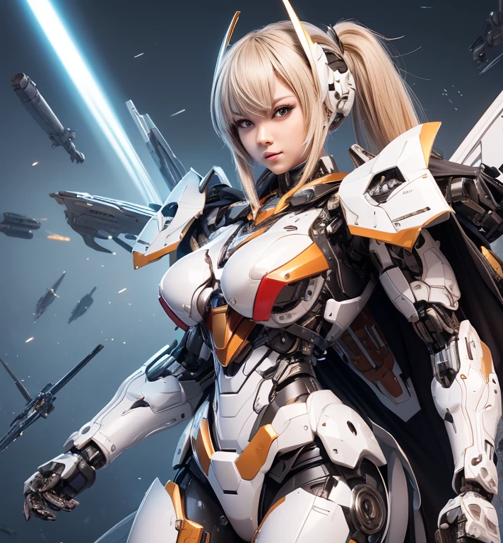 Textured skin, Super Detail, high details, High quality, Best Quality, hight resolution, 1080p, hard disk, Beautiful,(Super Heroine),Oppai Missile,beautiful cyborg woman,Mecha Cyborg Girl,Battle Mode,Girl with a Mecha Body,She wears a battle cyborg mech with a weapon,Fulll body Shot