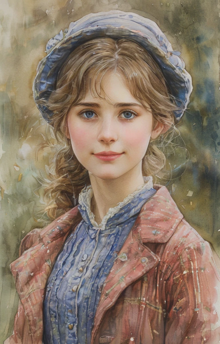 masterpiece, best quality, (lora:tbh134-sdxl:0.85), idolmaster cinderella girls, portrait, illustration, watercolor, Beatrix Potter, beautiful detailed eyes, beautiful detailed lips, extremely detailed eyes and face, long eyelashes, beautiful young girl, detailed facial features, elegant expression, soft lighting, warm color palette, detailed clothing, intricate patterns, delicate textures, natural setting, lush flora, whimsical atmosphere, dreamlike quality