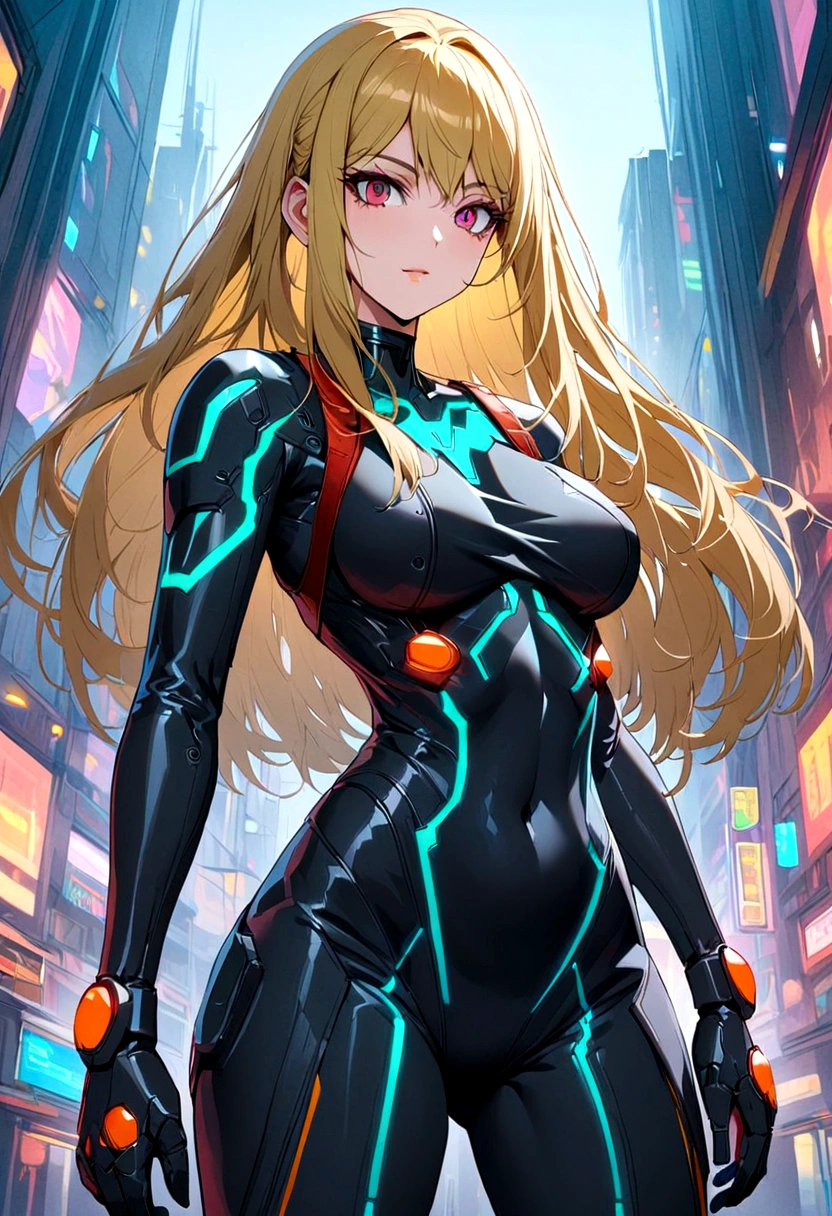 woman in cyberpunk suit samus amran