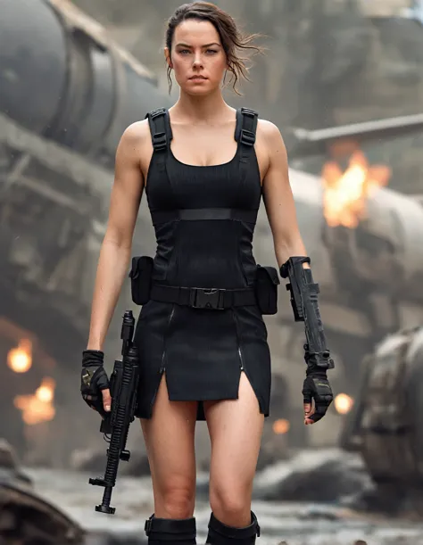 a (full height:1.3) digital painting of (ohwx woman:1.1)  as a female black dress special ops solider, ohwx, Medium length hair,...