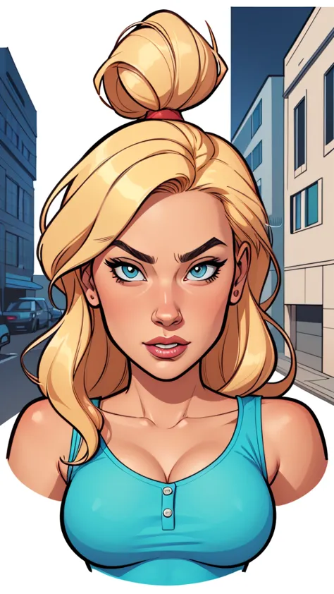 cartoon style:1.2), yvonne strahovski woman cartoon image of a woman , sensual clothes , super cute girl, authoritarian would be...