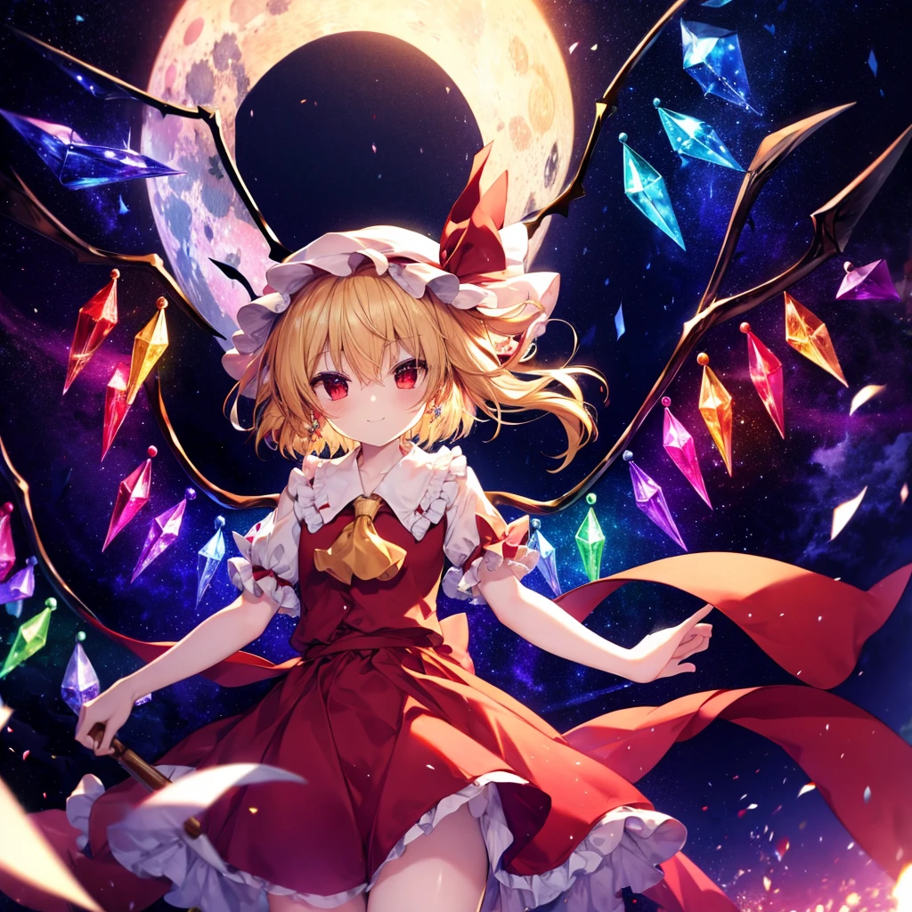 (((Fantasy　Flandre Scarlet)))　((Flaming Spear　Moonlit Night　star　smile　drop down　Catch the wind　End of the Galaxy　Broken glass))　(Shining Background　Shining Edge)