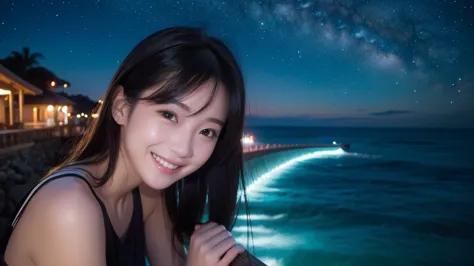 Beauty、smile、night、Ocean