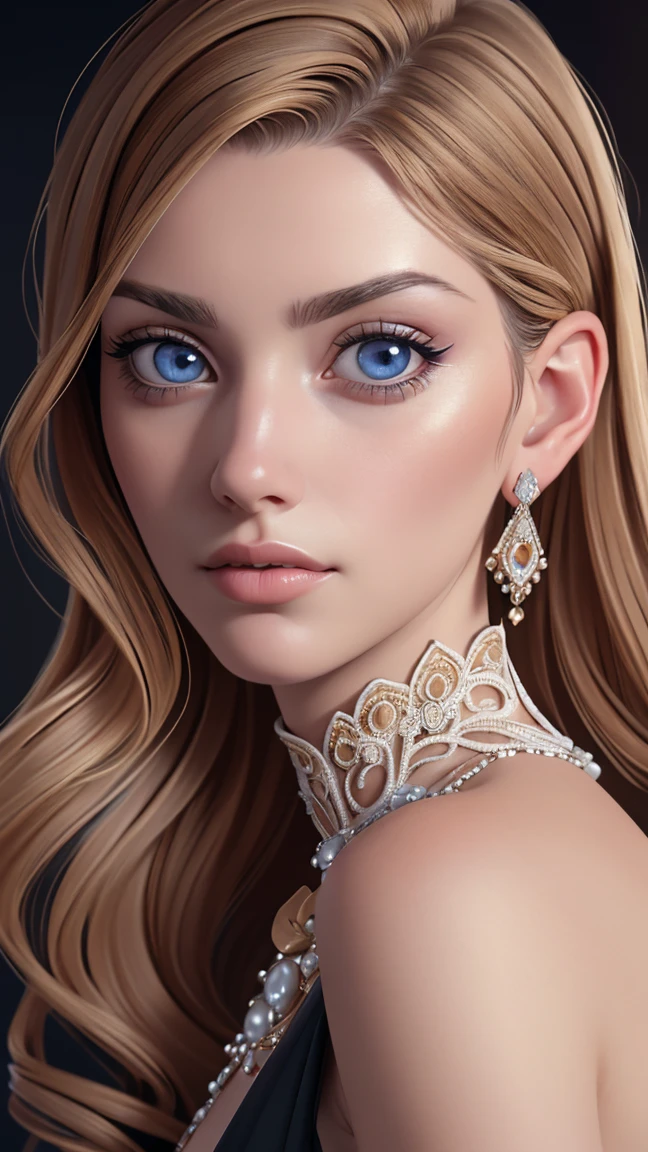 a stunning portrait of Angela Dorothea Kasner, beautiful detailed eyes, beautiful detailed lips, extremely detailed eyes and face, long eyelashes, elegant woman in formal attire, serious facial expression, photorealistic, 8k, high quality, hyperrealistic, masterpiece, intricate details, cinematic lighting, dramatic shadows, warm color palette, oil painting, digital art