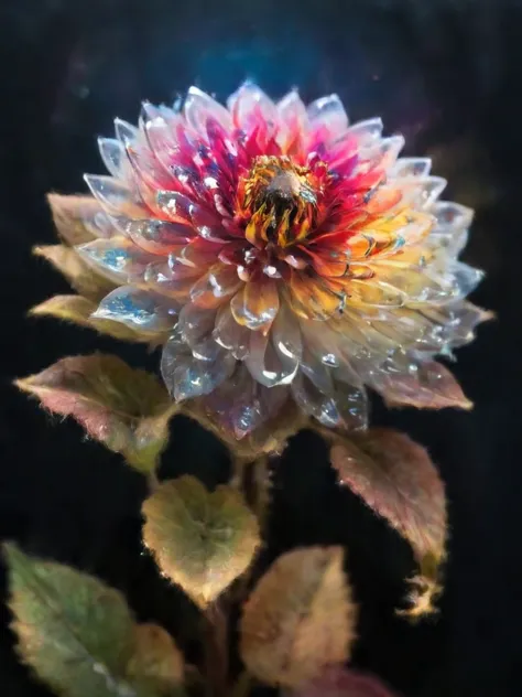 Crystal Blossom Flower,Dahlia Fantasy, Milky Way, transparent, Sparkling, Sparkling, wonderful, colorful, Magical Pictures, Dram...