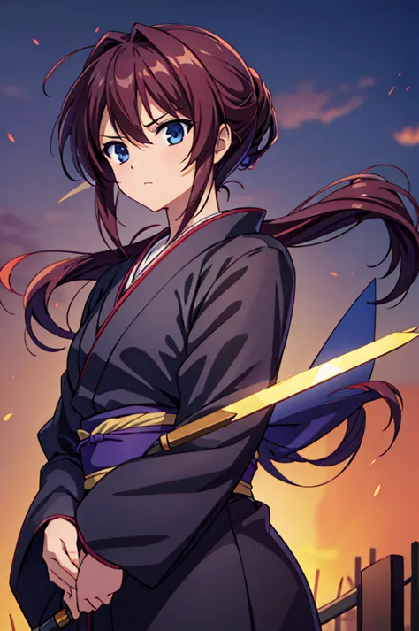 quality, masterpiece, High resolution, alone, （Rurouni Kenshin: Saito Hajime），（Glaring Eyes），roar，（spear) ，（Spear Thrust），Holdin...