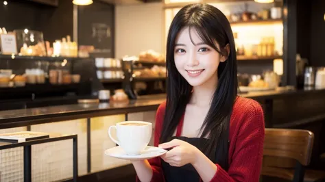 Beauty、smile、Black Hair、Cafe