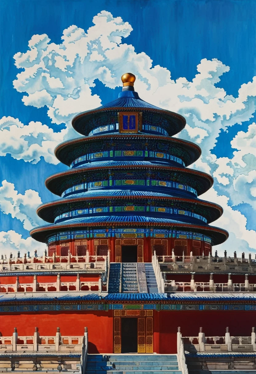 gangfeng, Temple of Heaven, , Chinese Architecture, White Cloud, Traditional design, stairs, symmetry, Circular Building, daytime