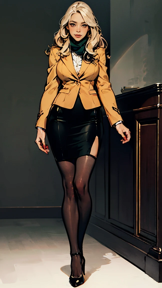 "(ultra detailed, Photorealistic, Best quality, 4K, 8 k, A high resolution, masterpiece:1.3), two stunning flight attendants standing next to each other, exuding elegance and charm, Anya Ivanova, tall and slender, long straight platinum blonde hair, smooth tail, striking blue eyes, warmth and confidence, provocative red velvet uniform, matching blazer jacket, Short pencil skirt, Black Stockings, black high heels, silk scarf, side cover, poised and professional, a hint of a friendly smile, Elin Andersson, Slender and tall, Long wavy golden blonde hair, loose curls, bright green eyes, exciting and friendly, provocative red velvet uniform, matching blazer jacket, Short pencil skirt, Black Stockings, black high heels, silk scarf, side cover, friendly and approachable behavior, radiant smile, elegant modern private jet, asphalt background, elite flight attendants, sophisticated and professional appearance, elegance, luxurious furnishings, (complex part:1.3), ((super detailed hands, ultra-finely detailed fingers, full body showcase, show your whole body))."