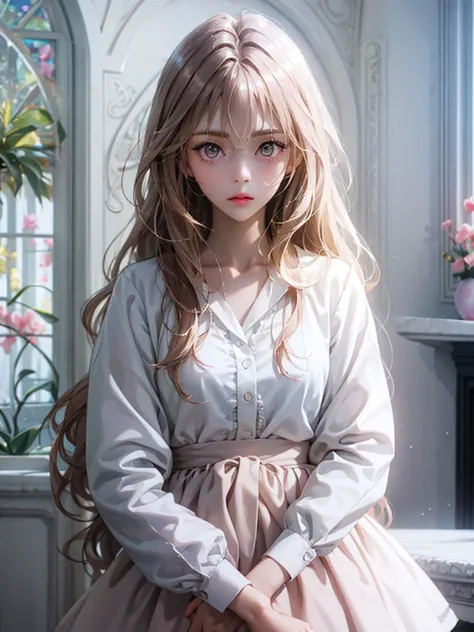 delicate　big eyes　i have long hair　cute girl　pastel color clothes