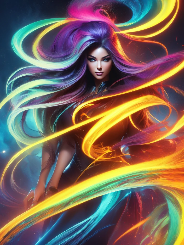 Drawing of a woman with long, colorful hair. Beautiful digital illustrations. Stunning digital art. Gorgeous digital art. A beautiful artistic illustration. Beautiful digital artwork. Complex digital painting. Very beautiful digital art. Vibrant digital paintings. Beautiful gorgeous digital art. Psychedelic flowing hair. Colorful numbers. Inspiring digital artwork. Stylized digital art.