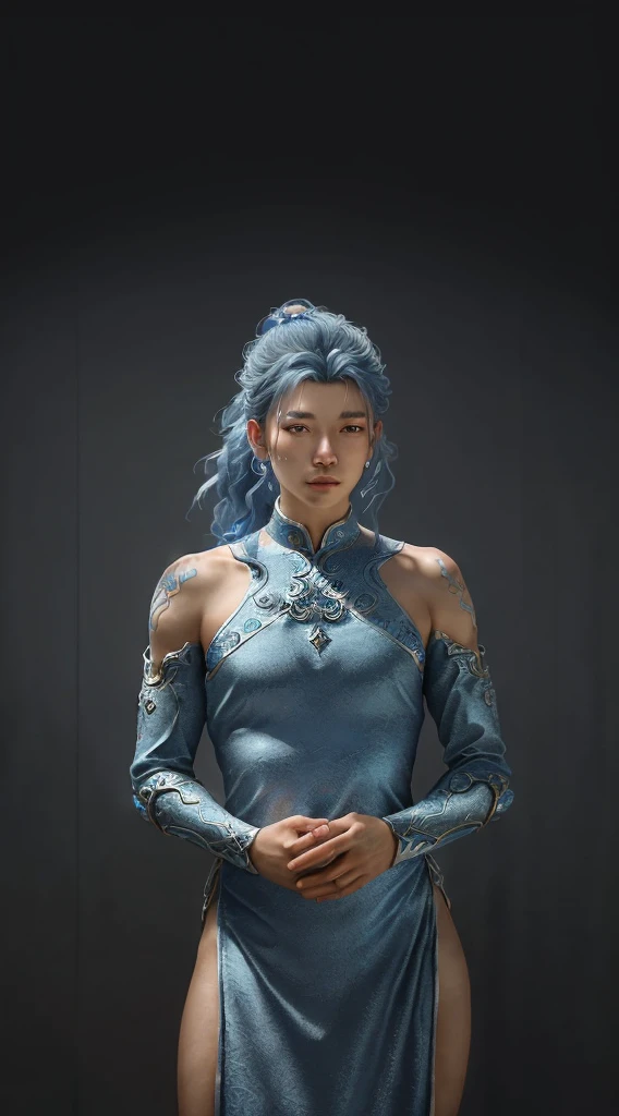 un primer plano de un joven con un vestido plateado y azul, sartén chengwei en artstation, by Yang J, arte de fantasía detallado, impresionante arte de personajes, fanart mejor estación de arte, Arte de personajes exquisito y épico., hermosa armadura, germen artístico extremadamente detallado, arte de anime digital detallado, artgerm en artstation pixiv, hombre armado 