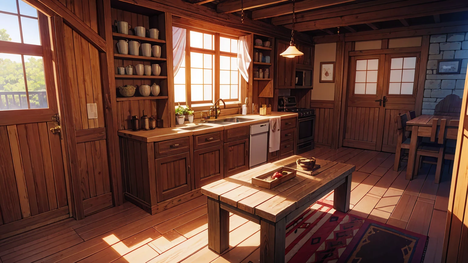 Medieval wooden house indoor background,,masterpiece,game CG,アニメ,Unmanned, No human,background,,,Wooden, indoor, house,