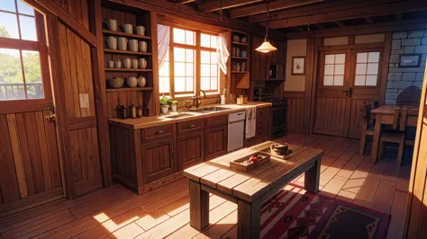 Medieval wooden house indoor background,,masterpiece,game CG,アニメ,Unmanned, No human,background,,,Wooden, indoor, house,