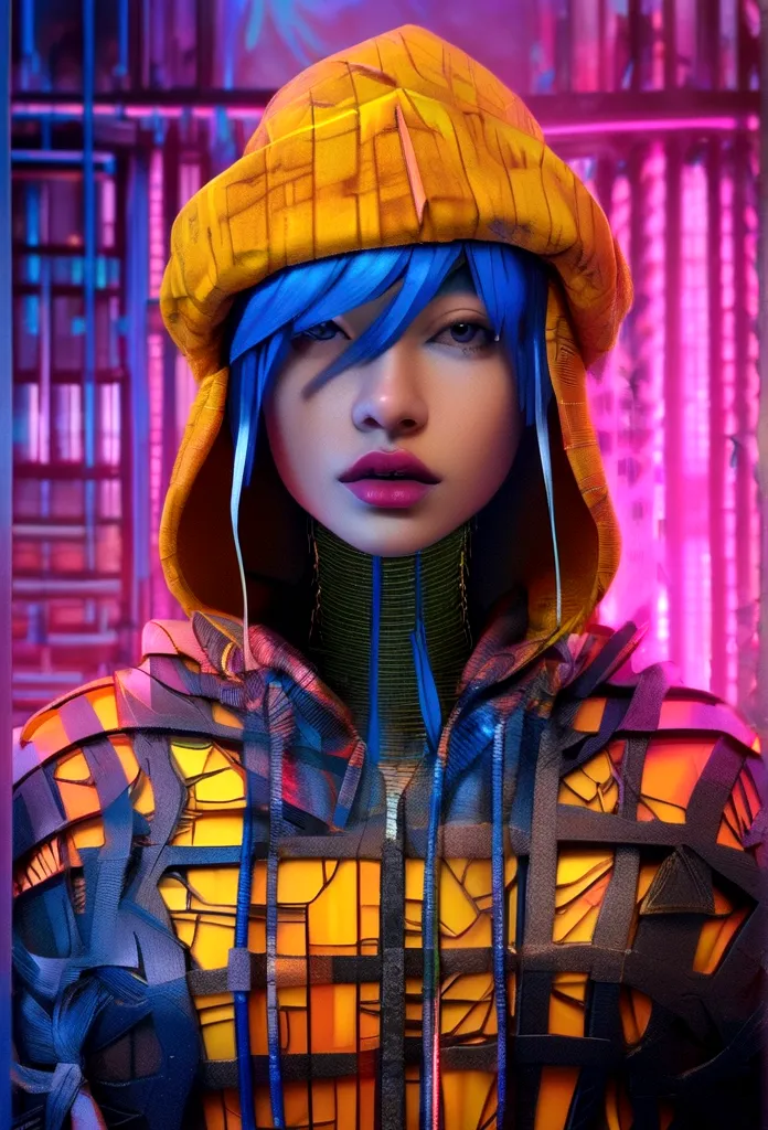 create an image demonstrating the style of ((cyber grunge)) style, hyper realism, 8k high definition, vibrant colors, sharp focu...