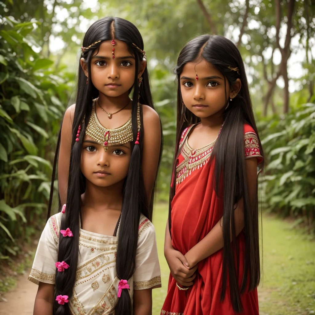 Indian 7 years old  with long hair