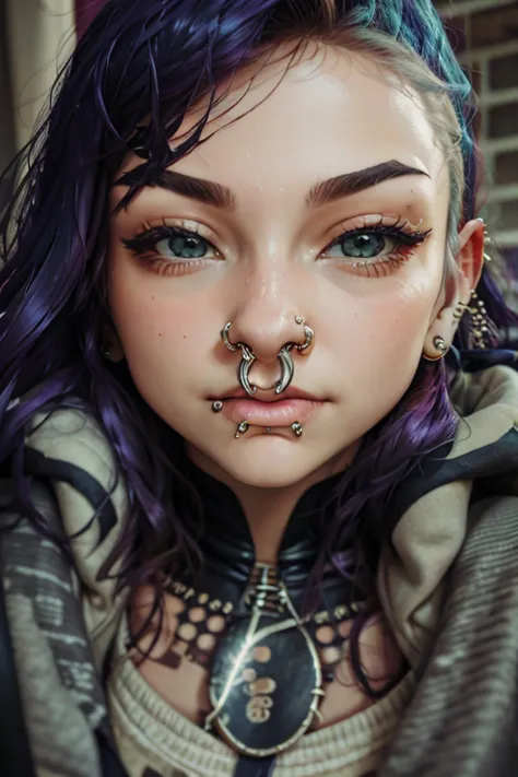 face close-up　（septum piercing）