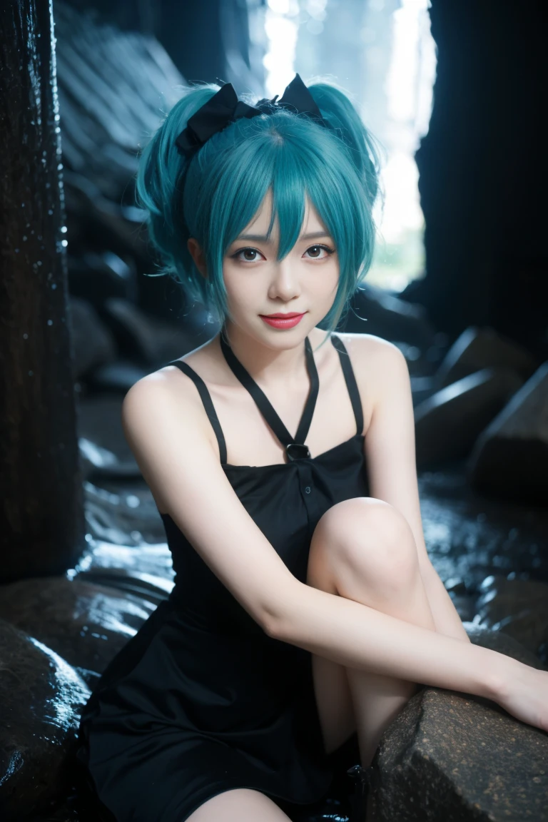 # Miku Vocaloid
```((Meisterwerk in 8K-Auflösung, Vocaloid-Stil mit einer Fusion aus natürlichen und industriellen Elementen.)) | Miku, der Protagonist von Vocaloid, ist eine junge Frau, gekleidet in ein modernes Outfit, bestehend aus einem weißen ärmellosen Hemd und einer grünen Krawatte, ein schwarzer Akkordeonrock mit einem grünen Streifen am unteren Saum, schwarze Lycra-Strümpfe und schwarze Schuhe. Ihr langes hellgrünes Haar ist mit zwei Zöpfen mit schwarzen Haarklammern mit Neonlichtern geschmückt, während eine große Franse über ihr rechtes Auge fällt. Seine blauen Augen sind auf den Betrachter gerichtet, ein charmantes Lächeln zeigt, das seine weißen Zähne enthüllt. | Miku befindet sich in einer majestätischen Höhle, umgeben von Felsformationen, ein sanft fließender Wasserfall, Metallstrukturen und Holz. | Low angle Komposition, betont die Größe der Höhle und die Schönheit von Miku. | Beleuchtung mit Neonlichtern und sanften Umgebungslichtern, hebt die Texturen des Felsens und der metallischen Strukturen hervor. | Miku, der Protagonist von Vocaloid, in einer überraschenden Umgebung, die natürliche und industrielle Elemente kombiniert. | Die Kamera ist ganz nah an ihr positioniert, revealing her entire Körper as she assumes a dynamic-Pose, interagiert auf eine aufregende Weise mit einer Felsformation in der Nähe des Wasserfalls. | (((She takes a dynamic-Pose as she interacts, selbstbewusst an die Felsformation gelehnt, blickt direkt auf den Betrachter mit einem fesselnden Lächeln.))), (((((full-Körper_Porträt))))), ((perfekt_Pose, perfekt_Anatomie, perfekt_Körper)), ((besser_Hände, perfekt_Finger, perfekt_Hände):0.4), ((perfekt_Komposition, perfekt_Design, perfekt_Layout, perfekt_Detail, Ultra_Detailed)), Mehr Details, erweitern```