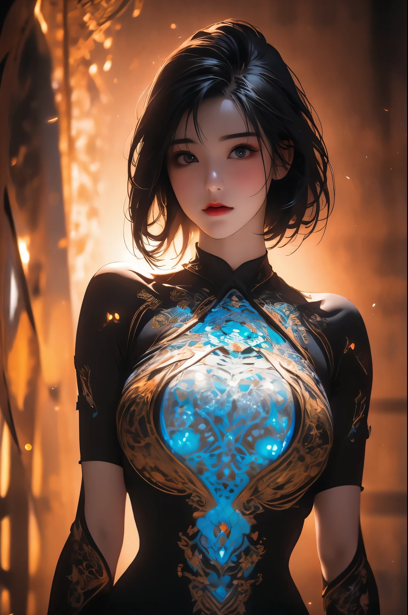 une fille avec un corps à structure métallique, seins gigantesques, gros globe oculaire d&#39;anime, une peinture hyperréaliste inspirée de Peter Gric, gagnant du concours central zbrush, Hyperréalisme, Art surréaliste très détaillé, illustration hyperréaliste, surréalisme hyperréaliste, photoréaliste très complexe, extrêmement hyperdétaillé, Art hyper détaillé, Des illustrations incroyablement détaillées, hyperréaliste très complexe, Thomas Veyrat complexe