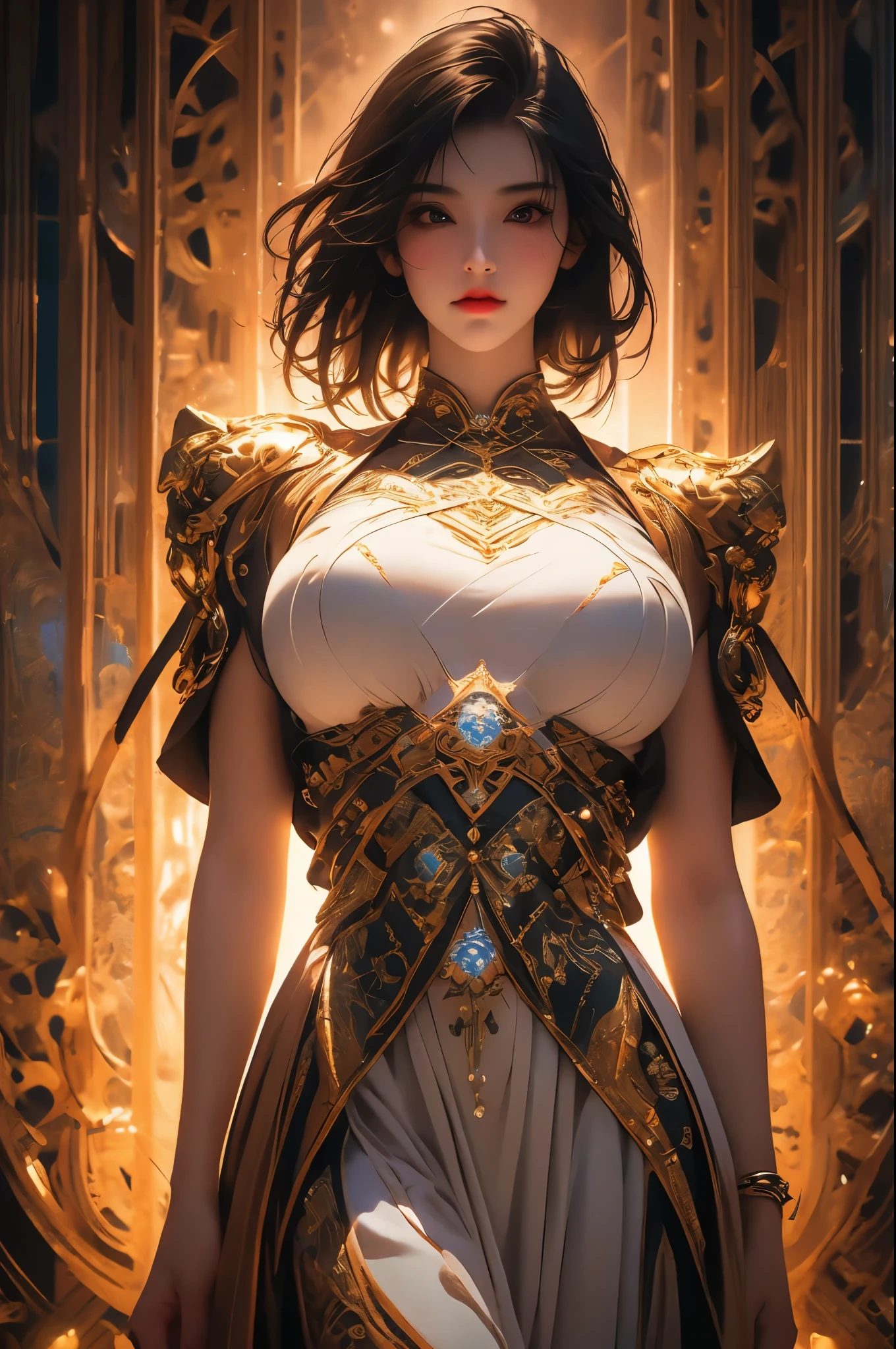 une fille avec un corps à structure métallique, seins gigantesques, gros globe oculaire d&#39;anime, une peinture hyperréaliste inspirée de Peter Gric, gagnant du concours central zbrush, Hyperréalisme, Art surréaliste très détaillé, illustration hyperréaliste, surréalisme hyperréaliste, photoréaliste très complexe, extrêmement hyperdétaillé, Art hyper détaillé, Des illustrations incroyablement détaillées, hyperréaliste très complexe, Thomas Veyrat complexe