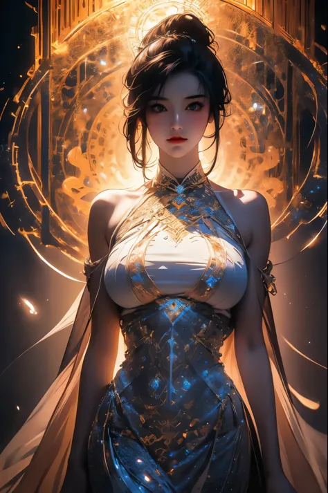 a girl with a metal structure body, gigantic breasts, big anime eye ball, a hyperrealistic painting inspired by Peter Gric, zbru...