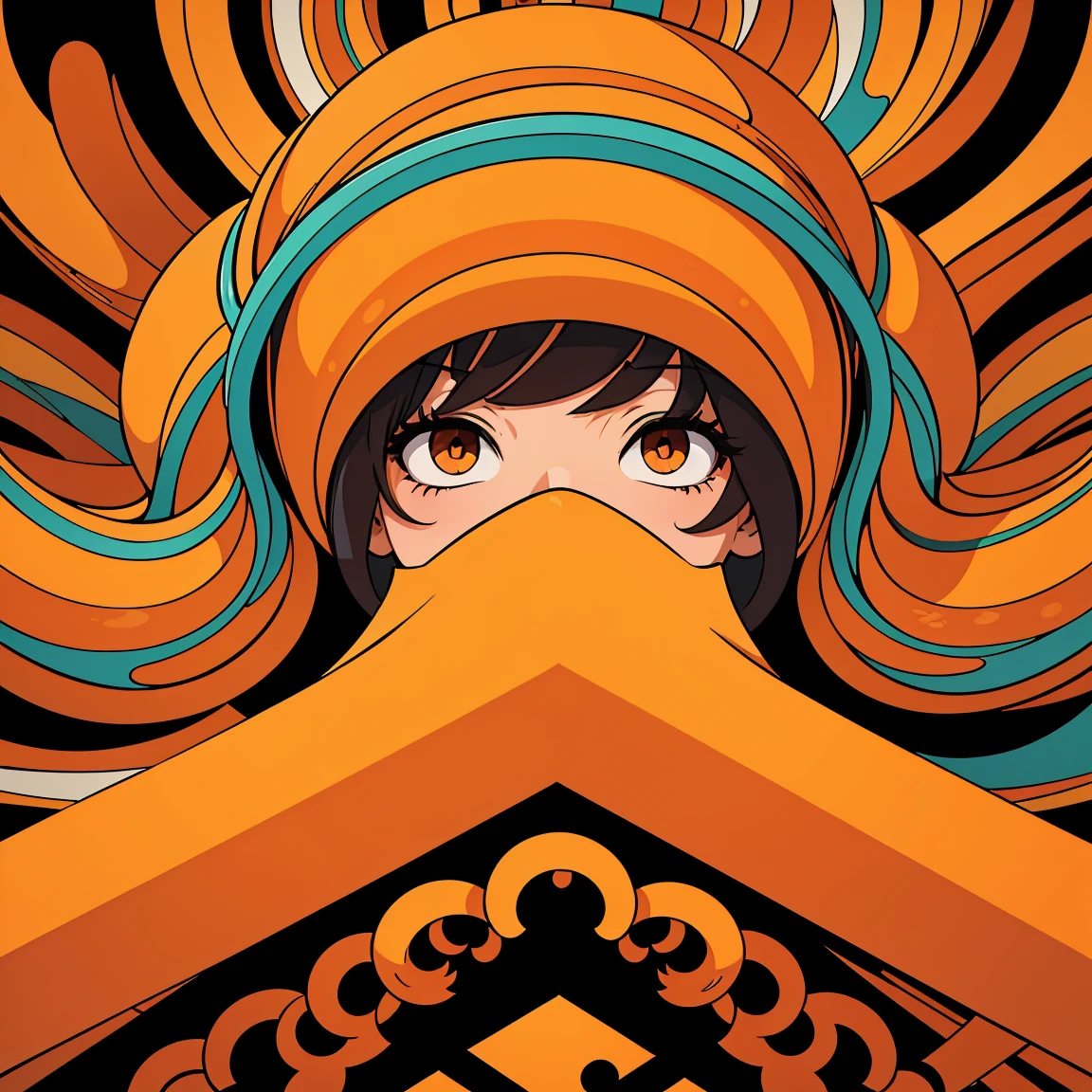 anime abstract flowing patterns, orange neutral cool colors, poster (posterCubes style:1), repeating pattern 