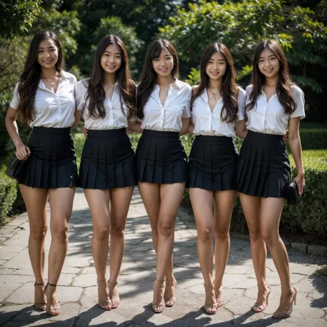 ((realistic)),(realistic shadow),((realistic skin texture)),multiple 25 years old girls. 4 girls and friends. (asian Chinese bea...