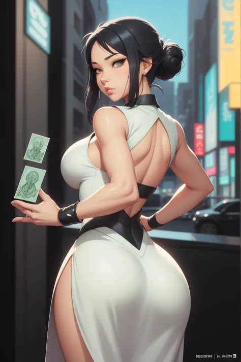 there is a woman(valorant sage) in a white dress with a black hair, sage ( valorant ), sage, style artgerm, official fanart, in ...