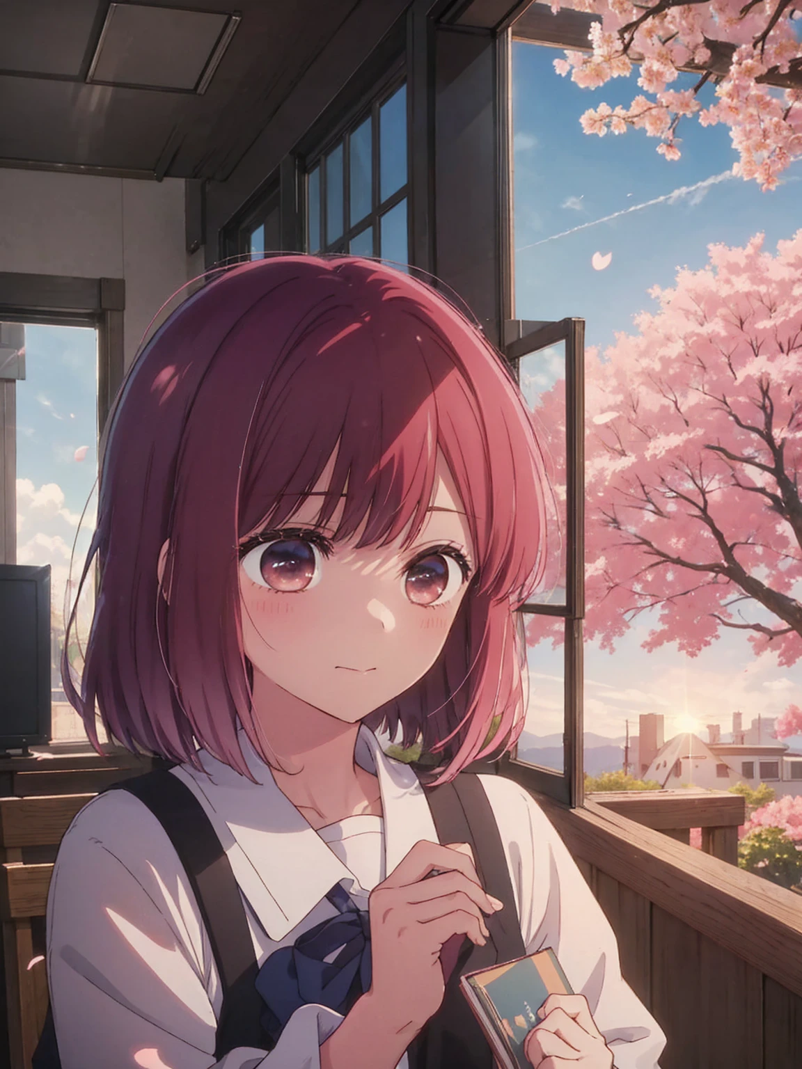 
of course、A detailed description of the still image prompt that suits Kana Arima。

Scene Settings: 放課後の教室

Arima Kanaha、After school, I sit quietly by the window in the classroom.。Her long hair flutters、The soft sunlight is shining through the window。She smiled a little、Gazing at the distant view。The orange light of the setting sun gently illuminates her face.、There is something nostalgic and peaceful about her expression.。

On the desk、There is an open notebook and a pen、I can see that she was writing something just now.。On the blackboard behind、There are traces of today&#39;s lesson left.、The silence of the end of the day pervades the classroom.。

Arima Kanaha、Wear your uniform neatly、The ribbon is tightly tied。In her hands、There was a small book that I think I borrowed from a friend.、The cover is a little worn。She picked up the book、I start to quietly turn the pages.。

Outside the window、The school garden spreads out、Green tree々You can see the playground equipment.。Wind is a tree々Rocking、I can faintly hear the birds chirping。The sunset sky has a gradation from orange to pink.、It&#39;s like a beautiful painting that marks the end of the day.。

Scene Settings: 桜の木の下で

Arima Kanaha、Cherry blossom trees in full bloomの下で立っています。Cherry blossom petals flutter in the wind、It&#39;s pouring down softly around her。She picked up a cherry blossom petal、I am fascinated by its delicate beauty。

She was wearing a light cardigan that was perfect for spring.、The skirt is fluttering in the wind。Cherry blossom petals fluttering down into her hair、She looks like a cherry blossom fairy herself.。Her eyes are smiling gently、Cherry blossom petals are reflected in her eyes。

In the background、Cherry blossom trees in full bloom々Lined up、Pink flowers々is spread all over the place。In the distance, the blue sky spreads、The soft spring sunlight envelopes the whole。At her feet、The petals are spread out like a carpet、It makes you feel the arrival of spring。

