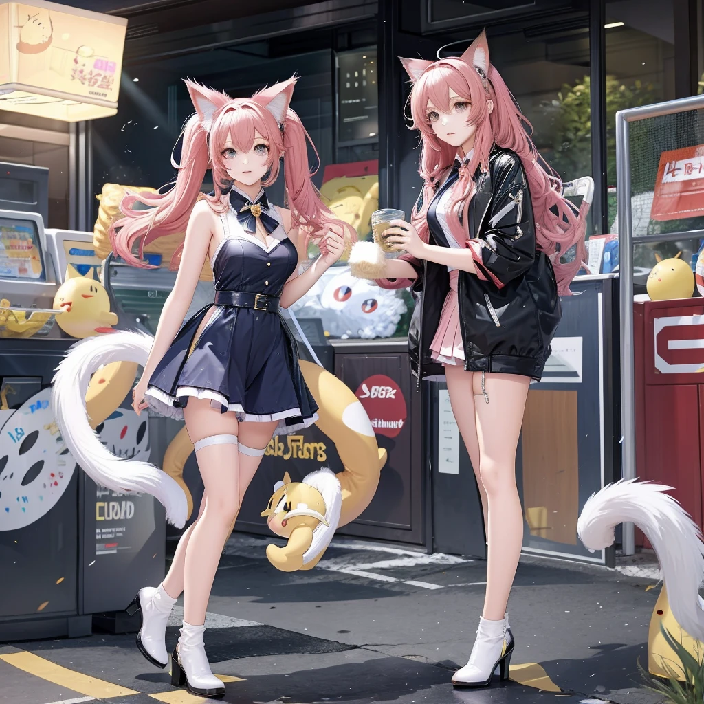 Anime-Mädchen-Cosplay，Katzenohren und Schwanz,schummeln