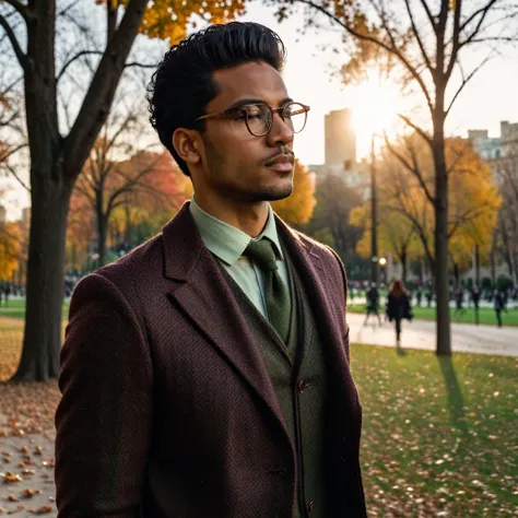 photorealistic, cinematic, raw photo, low angle shot, man, mulatto, 30 years old, black hair, classic side part hairstyle, clean...