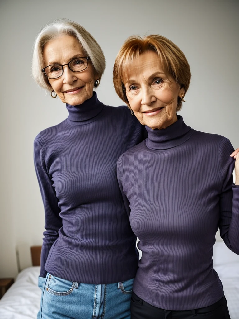 Photo of 2 different old wrinkly grannies, both are skinny mature old  wrinkly la - SeaArt AI