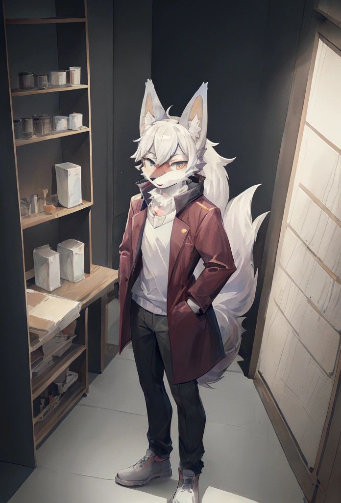 anime - style picture of a man in a coat and a wolf mask, fursona wearing stylish clothes, fox mccloud, (sfw) safe for work, commission for high res, an anthropomorphic cyberpunk fox, foxish guy in a lab coat, handsome weasel fursona portrait, wolf o'donnell, art of silverfox, an anthro wolf Are fuck by  a man in a coat and a wolf mask, fursona wearing stylish clothes, fox mccloud, (sfw) safe for work, commission for high res, an anthropomorphic cyberpunk fox, foxish guy in a lab coat, handsome weasel fursona portrait, wolf o'donnell, art of silverfox, an anthro wolf