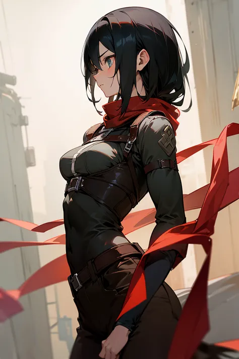 Mikasa is quite tall, physically fit and very muscular teenage girl with chin-length black hair that she initially wore longer, ...