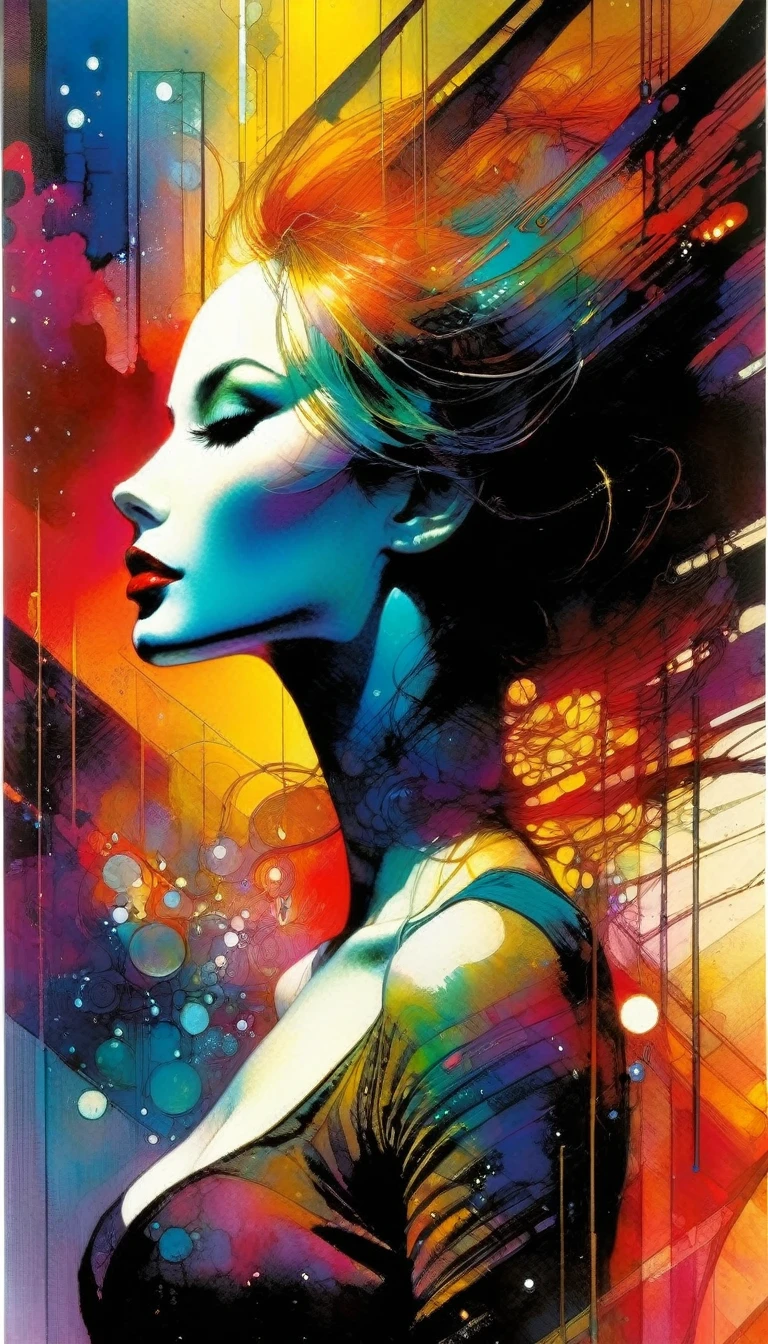 artwork inspired by Bill Sienkiewicz, vivid colors, intricate details, oil.