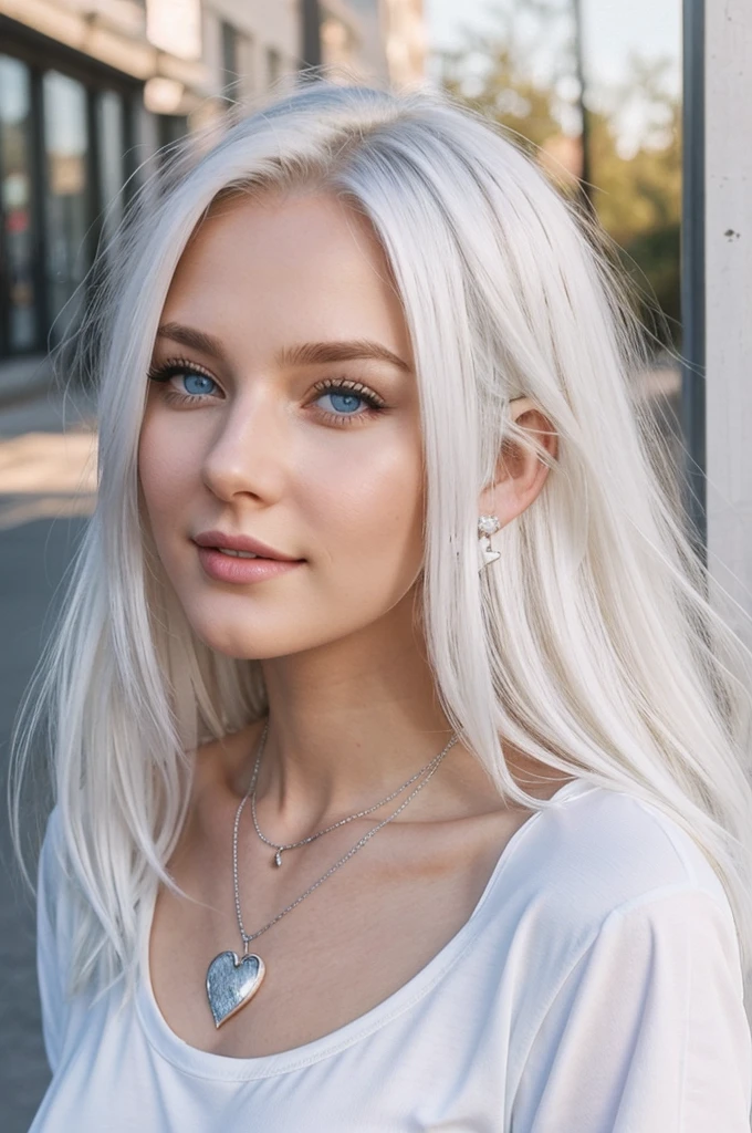 selfie tumblr de una chica modelo rusa con una gran camiseta blanca. pelo largo y blanco. hombros abiertos. junto al parque y un banco en el fondo. Rubia platino. pelo blanco. labios medio abiertos. Collar de plata con corazones.. Foto en vivo en movimiento. autofoto. ligera sonrisa en sus labios. pelo blanco falling on shoulders. pelo blanco falling on shoulders. pelo blanco falling on shoulders. pelo blanco falling on shoulders. blue eyes. parte superior del cuerpo visible. Ella debería tener una expresión feliz.. luces suaves. peinado detallado, pelo largo cayendo sobre los hombros, simétrico. foto de instagram.
